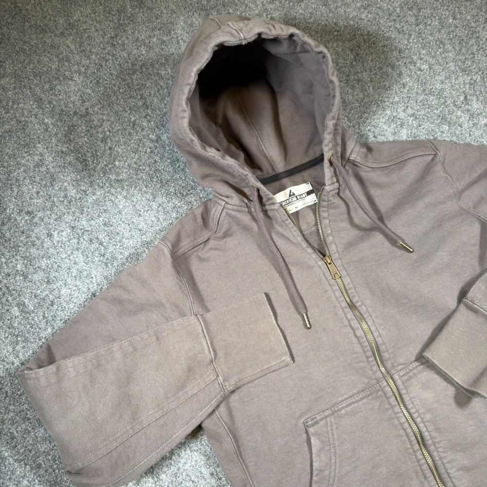American Giant Classic Full Zip Hoodie Mens Medium Brown Heavyweight Cotton USA